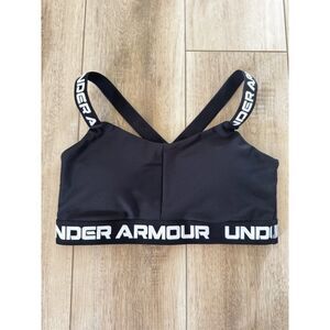 Under Armour Black White Logo Strap Sports Bra Large Athleisure Gym Yoga